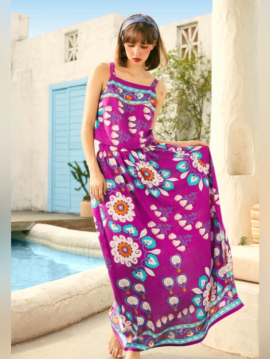 Modcloth Dresses & Skirts - Mod Cloth Morning Melody Skirt Set - Top with Maxi Skirt- size Large NWT